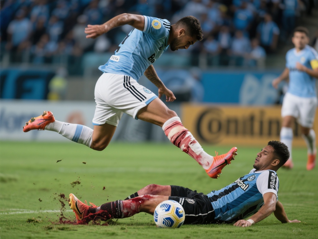 震惊!乌拉圭联赛上演双腿飞铲,小腿变形画面令人揪心 在足球赛场上,激烈的对抗总是让人热血沸腾